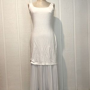 Bailey 44 White Cotton Chiffon Pleat Maxi Dress
